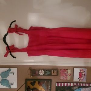 Red midi dress with tie straps